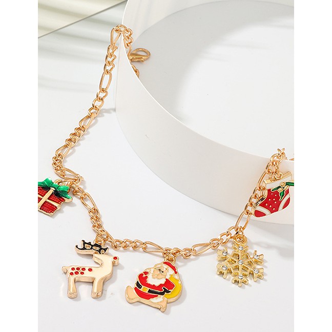 LRC Gelang Tangan Fashion Gold Drip Santa Claus Elk Necklace D28015