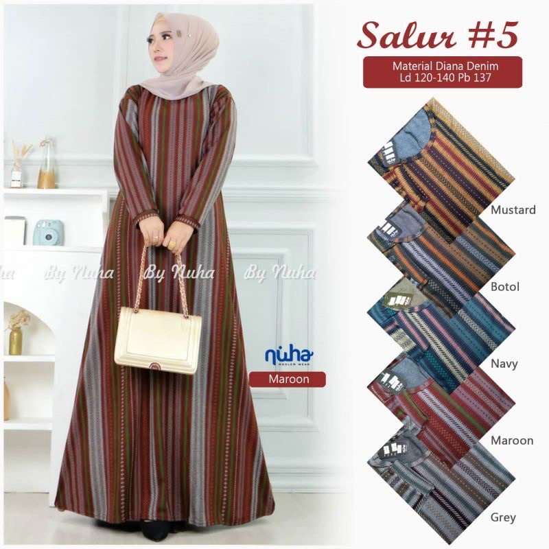 Salur maxy - LD120-130 Gamis Diana Denim Jumbo Bigsize Oversize Bumil / 025-6999