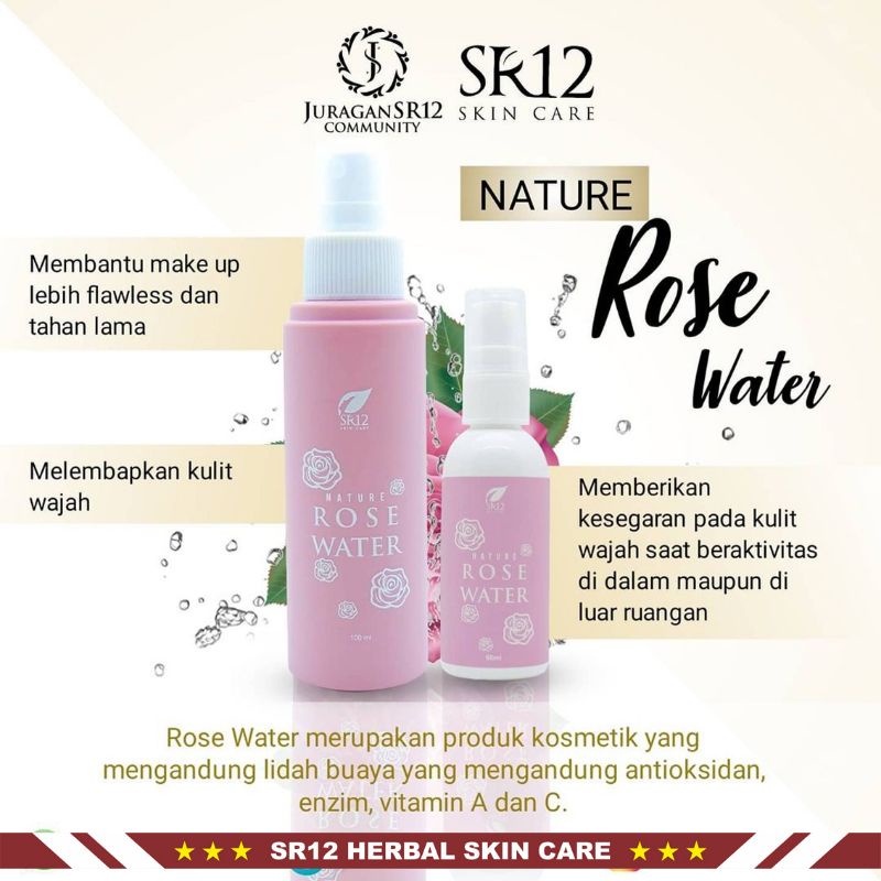 Facial Spray SR12 | Nature Secret Water &amp; Nature Rose Water | Netto 60ml | Spray Wajah | Facial Mist