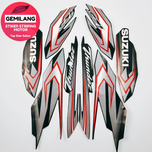 Striping Decal Polet Sticker suzuki thunder 125 hitam 2009 2010 list body motor standar berkualitas 