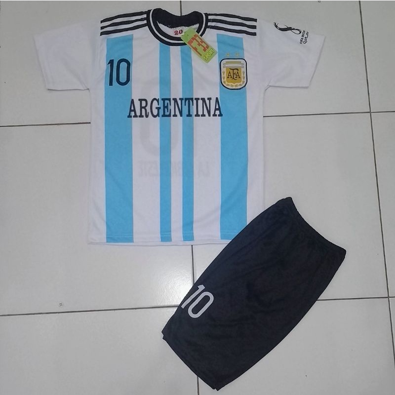 SETELAN BAJU BOLA ARGENTINA TERBARU BAJU JERSEY BOLA ANAK LAKI LAKI LENGAN PENDEK