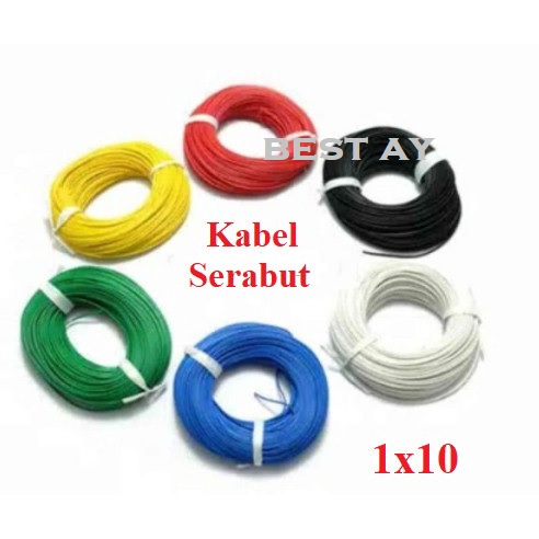 Kabel Listrik Serabut 1x10 Ecer Berbagai Warna Murah