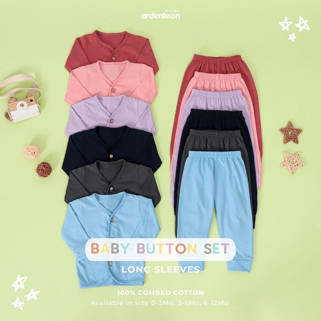 ARDENLEON BABY BUTTON SET LONG SLEEVE (BAJU TIDUR BAYI PANJANG SETELAN)