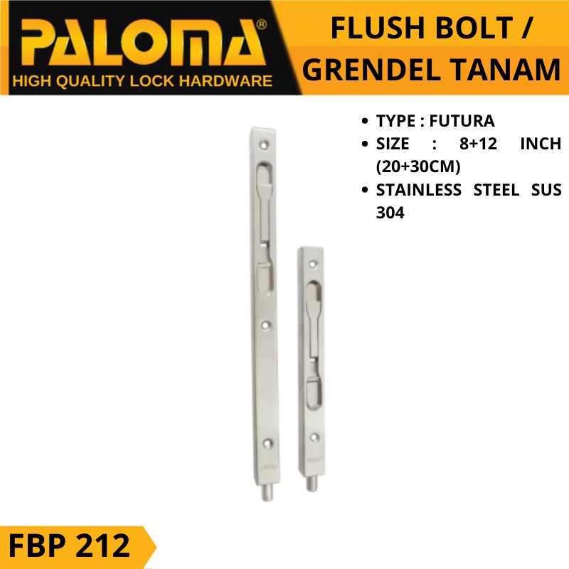 GRENDEL SLOT TANAM FLUSH BOLT PALOMA FBP 212 FUTURA 8&quot;+12&quot; (20+30) CM