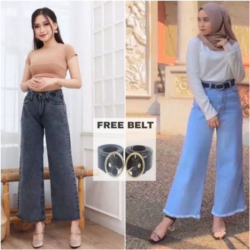 CELANA KULOT JEANS RAWIS WANITA TEBAL PREMIUM