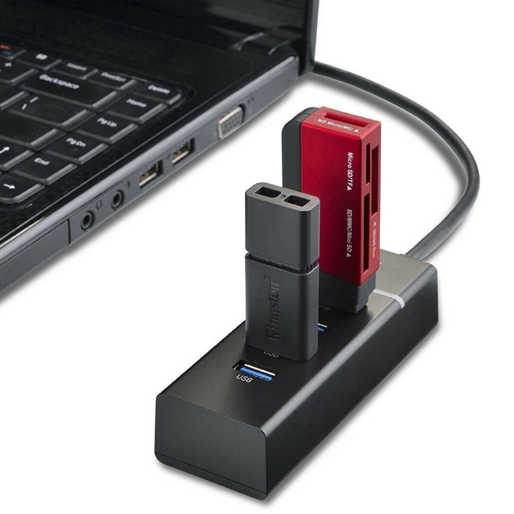 Hub Splitter 4 Port USB 3.0 Kecepatan Tinggi 5Gbps Dengan Indikator Built-in 3.0