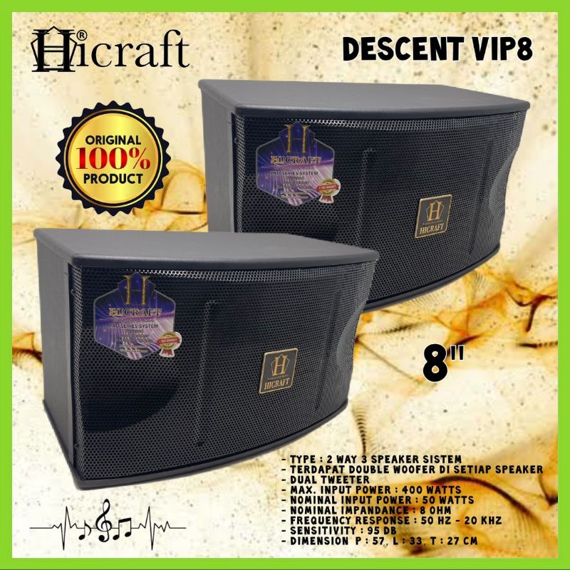 Speaker Karaoke Pasif 8 Inch HICRAFT DESCENT VIP 8, Sound 2 Unit