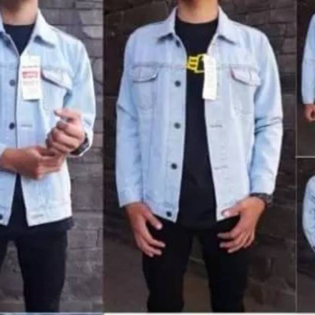  Jaket jeans biru pudar pria Shopee Indonesia