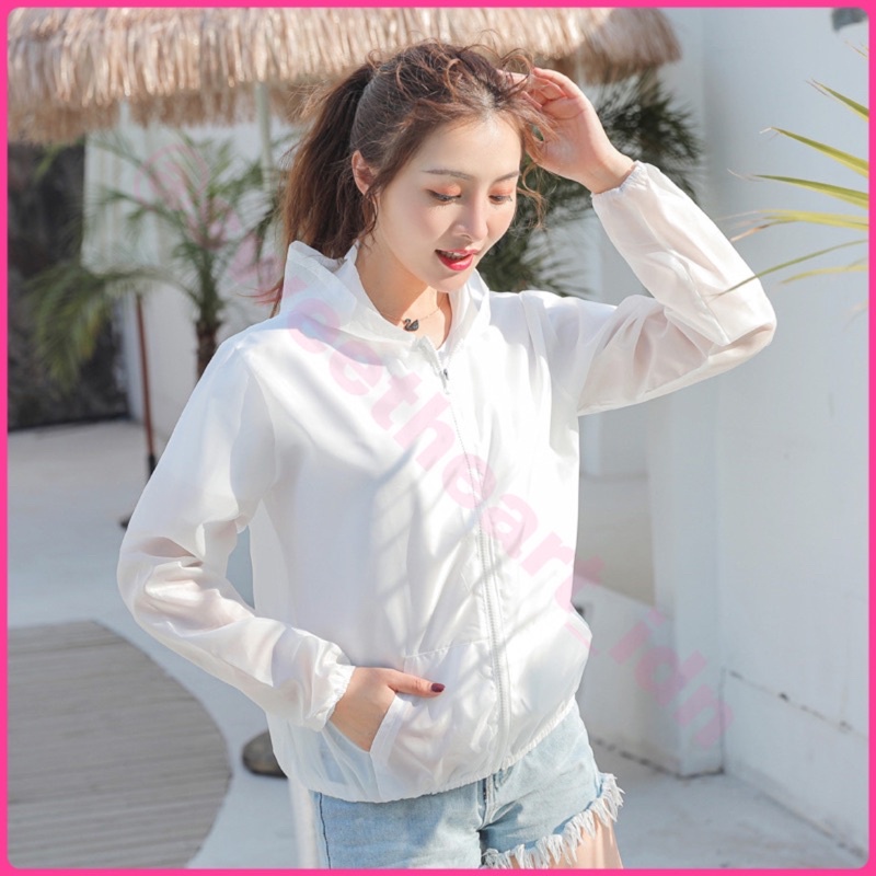 Jaket Anti UV Jaket Hoodie Wanita Pelindung Anti Sinar Matahari / Anti Angin-1