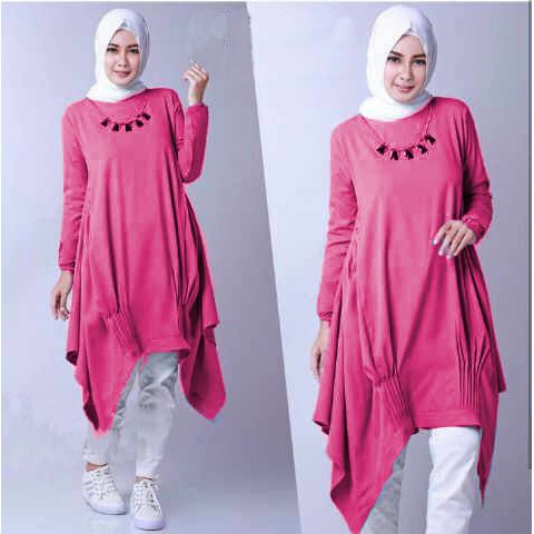 [Tunik Mozza varian warna SW] tunik wanita jersey MERAH/BIRU/PINKFANTA/SOFTPINK/MARON/UNGU/HIJAU