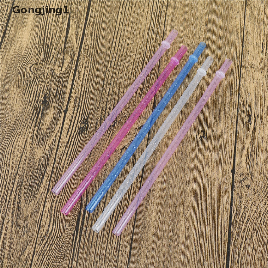 Gongjing1 25pcs Sedotan Plastik Keras Motif Garis Warna-Warni Reusable Untuk Pesta Pernikahan