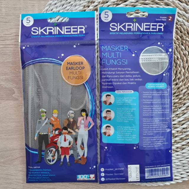 ISI 5 CANTOL TELINGA KAIN 1 LAPIS AJA, MASKER EARLOOP SKRINEER ORIGINAL NON HIJAB MASKER MEDIS ASLI