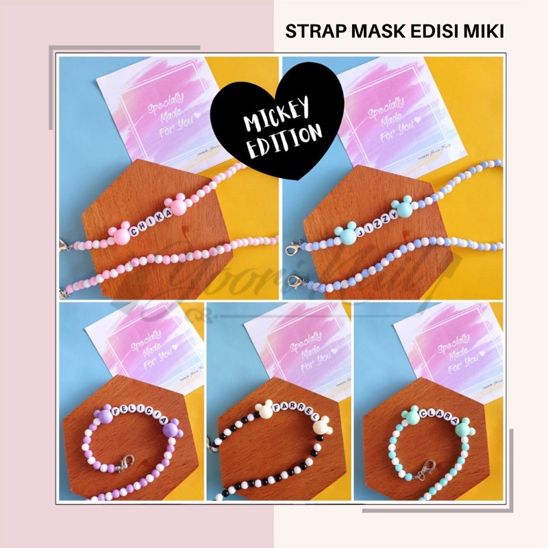 Strap masker custom nama strap tali masker custom kalung masker manik anak dewasa