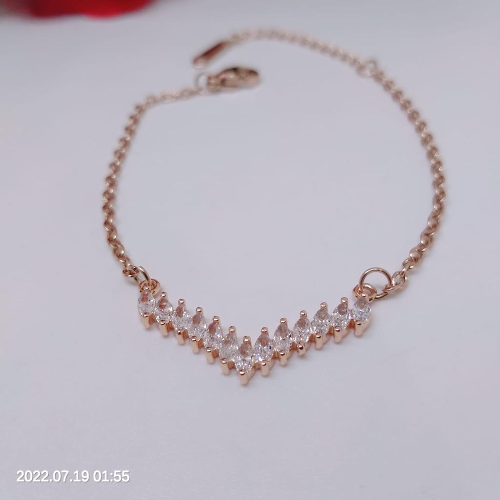 Gelang Fuji Titanium Premium perhiasan aksesoris lapis emas 18/24 Karat