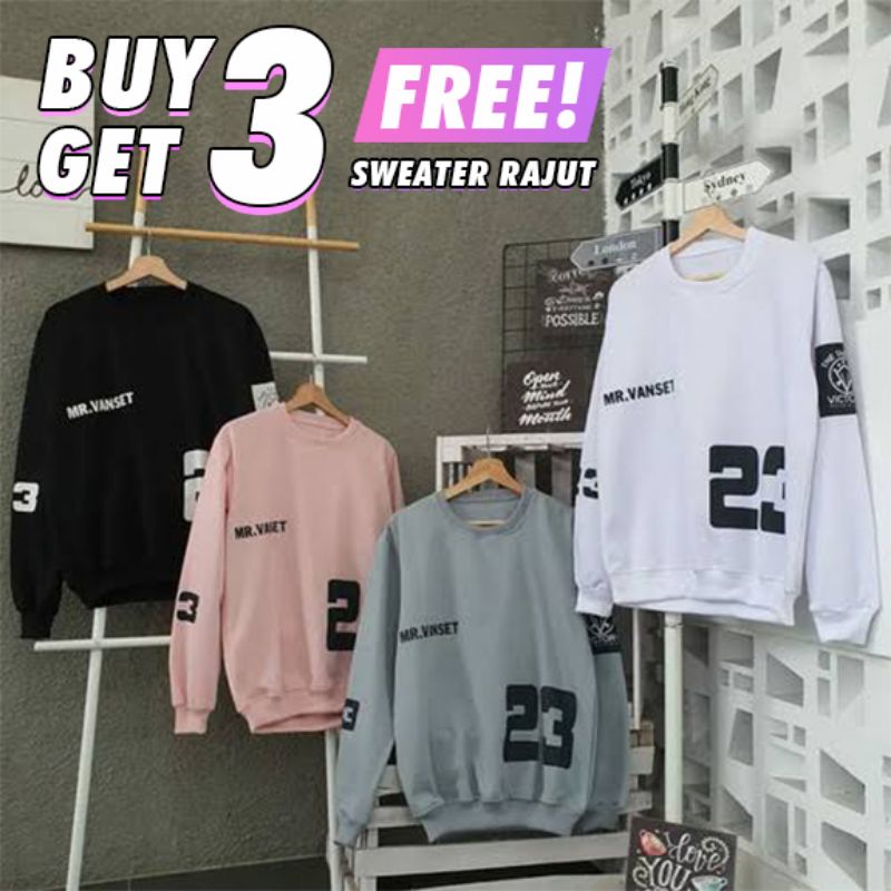 Sweater Pria Wanita Crewneck Swetshirt Bahan Fleece Murah Keren Kekinian Korea Style Pria Wanita MR 