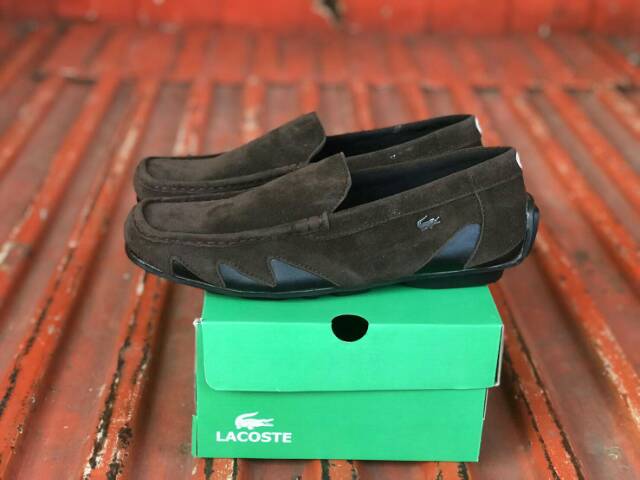 Promoo !!!! Sepatu slip on pria lacoste casual slop formal kerja kantor kulit asli santai kuliah