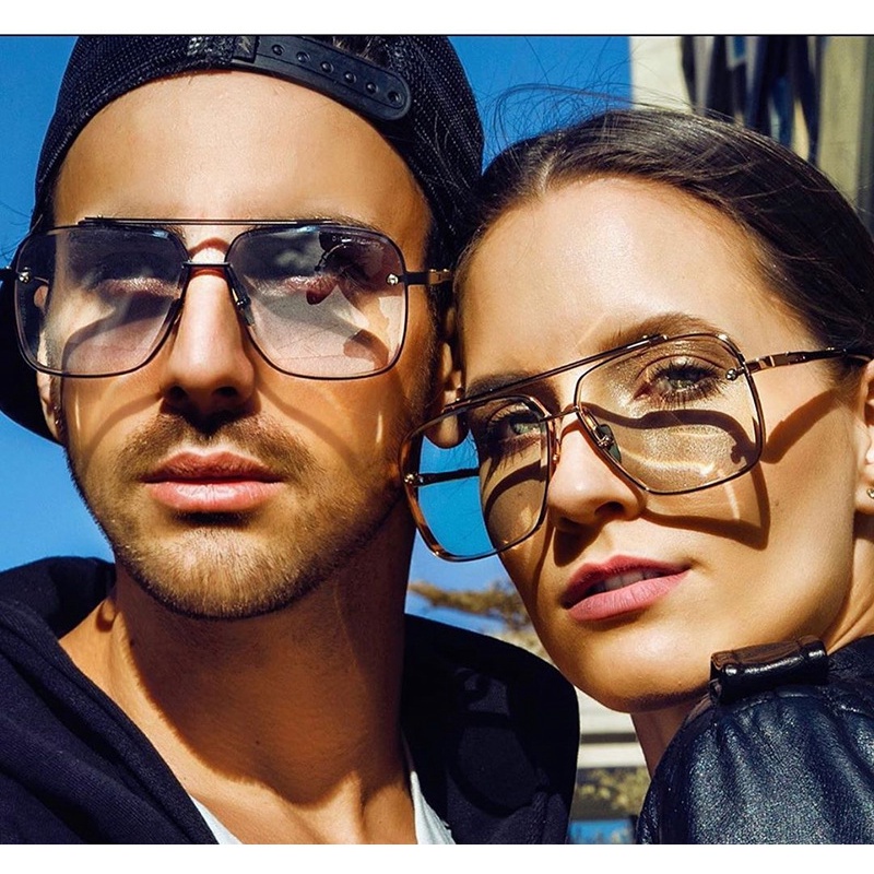 Fashion Frameless Diamond Cut Metal Frame Double Bridge Sunglasses for Men Women