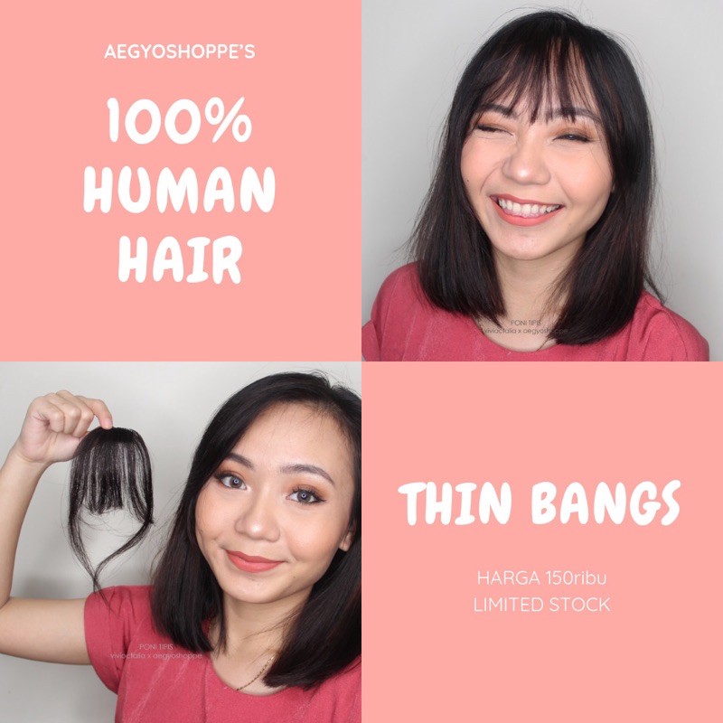 Poni korea Tipis HUMAN HAIR / poni rambut asli / poni jepit poni palsu bahan rambut asli phh