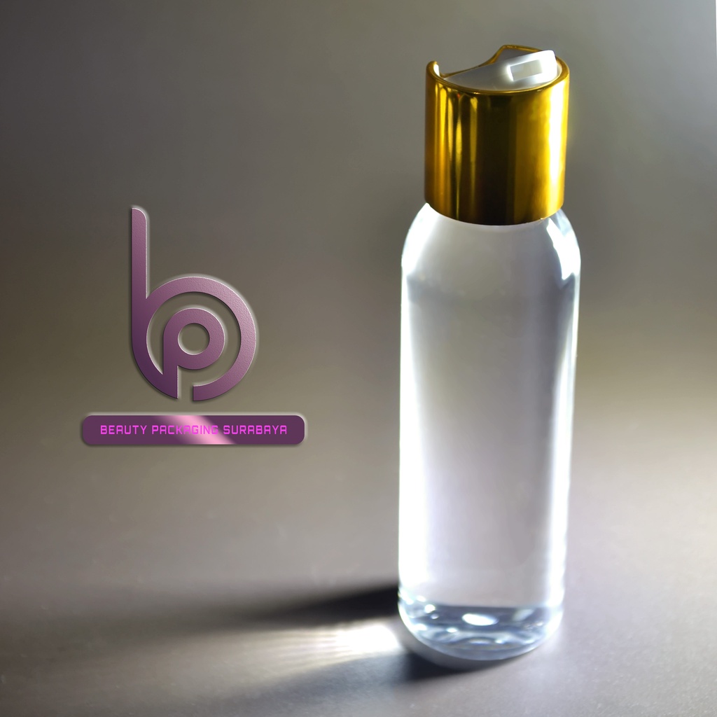 Botol Plastik PET 100ml BR Bening Tutup Presstop Luxury Neck