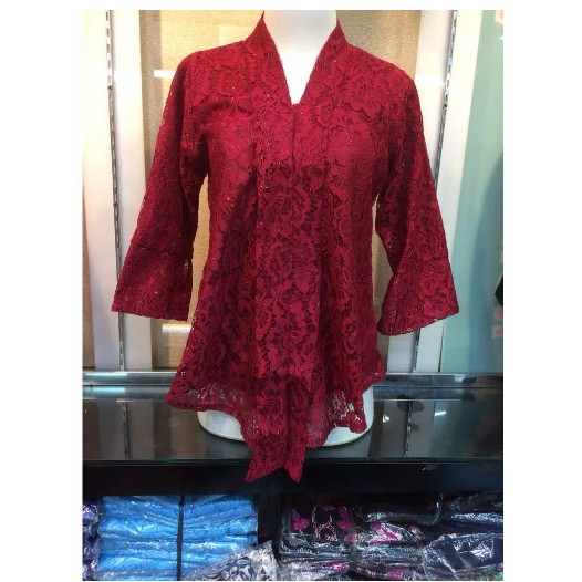 Kebaya Kutubaru Floy Brokat / Kebaya Brokat / WARNA RED / MAROON / DUSTY / HITAM / MOCCA NEW