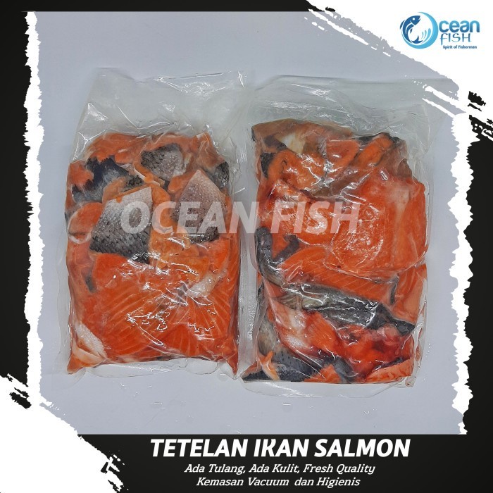 

Tetelan Salmon 1kg - Salmon Tetelan Biasa ada Tulang dan Kulit