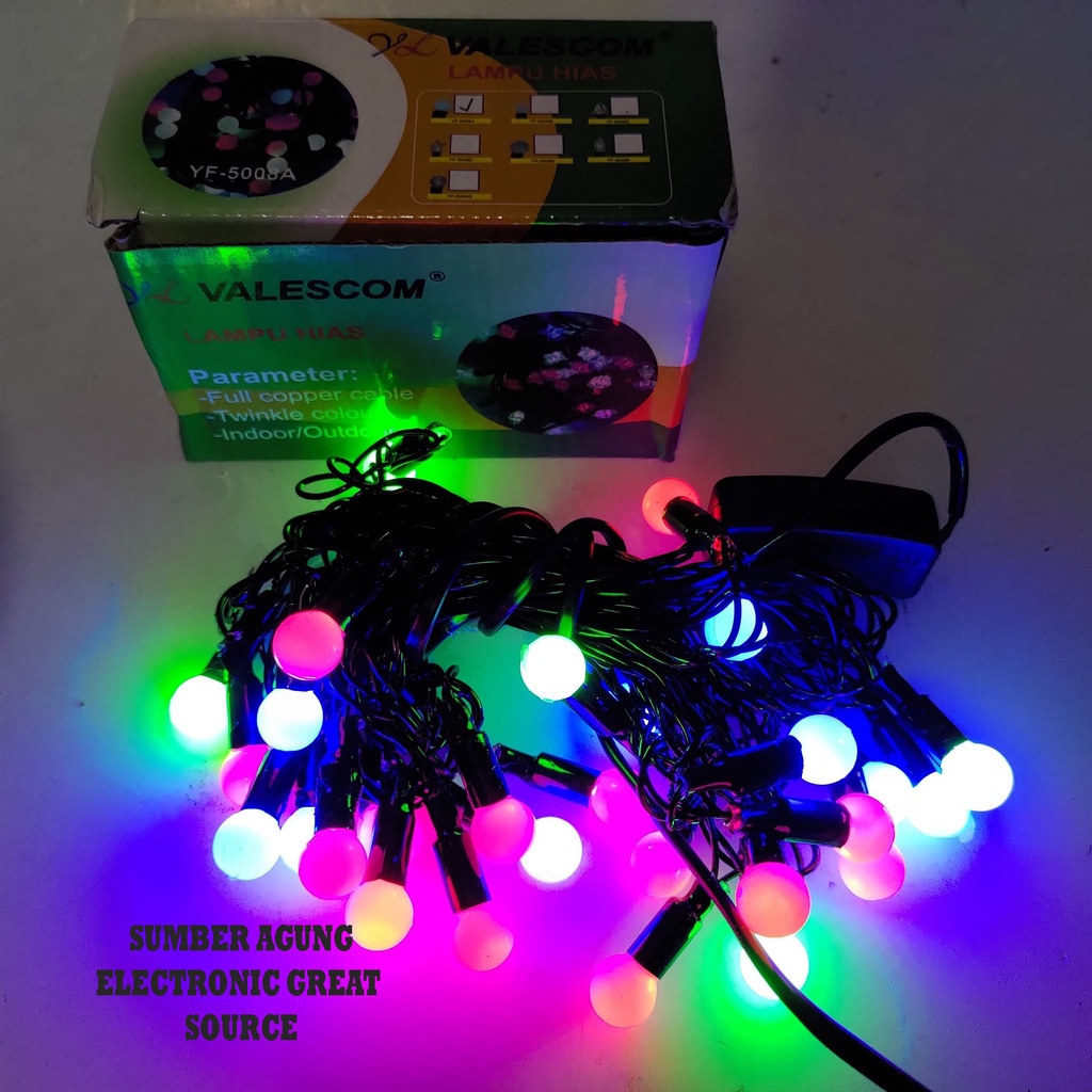 Valescom YF5008B Lampu Hias Tumblr Bulat Bentuk Bola Kecil RGB Warna Warni Kelip