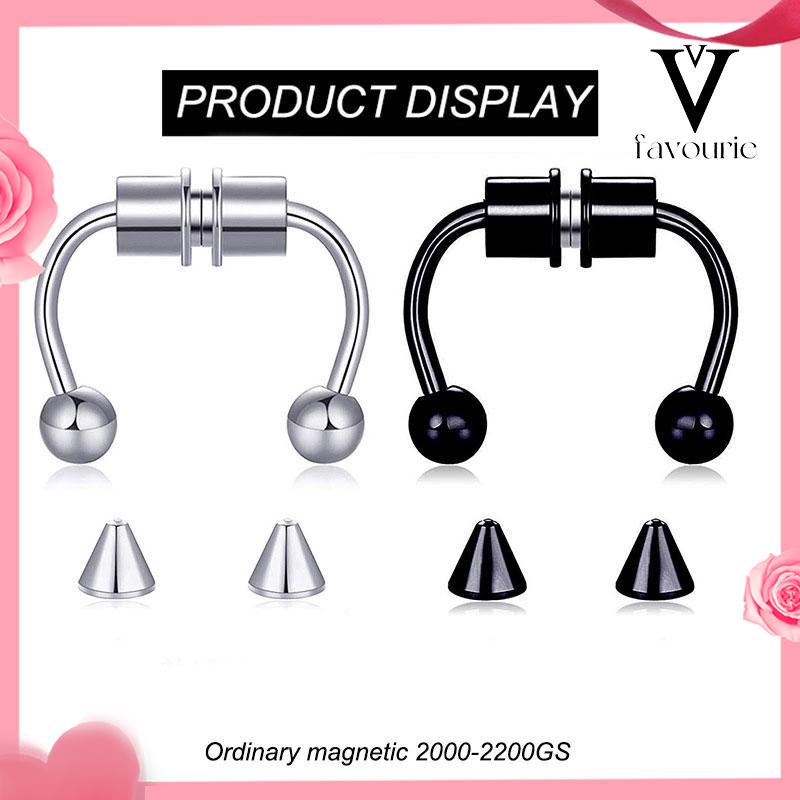 [COD]Stainless Steel Magnet Cincin Hidung Palsu Bentuk Horseshoe Baja Titanium Non Pierced Nose Studs-FA