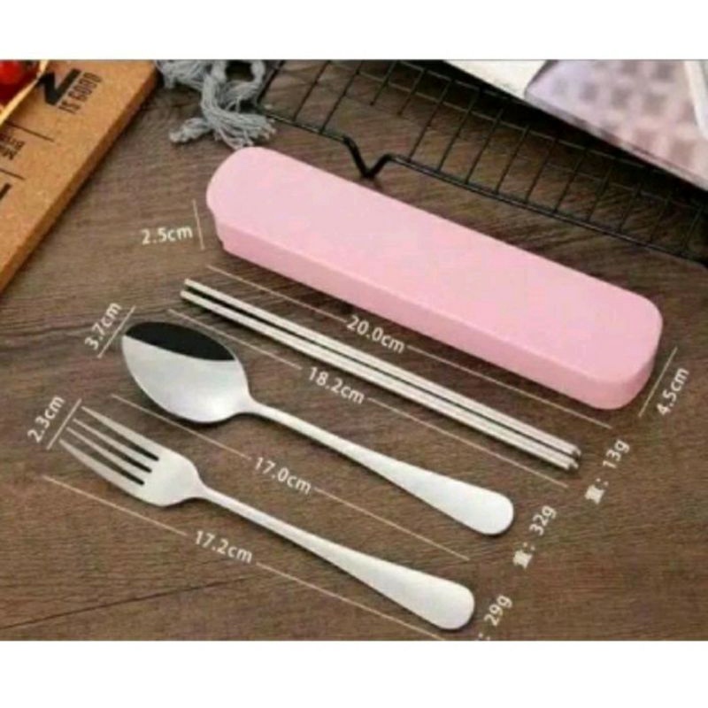 SENDOK GARPU SUMPIT SET BAHAN STAINLESS TRAVELLERS MURAH