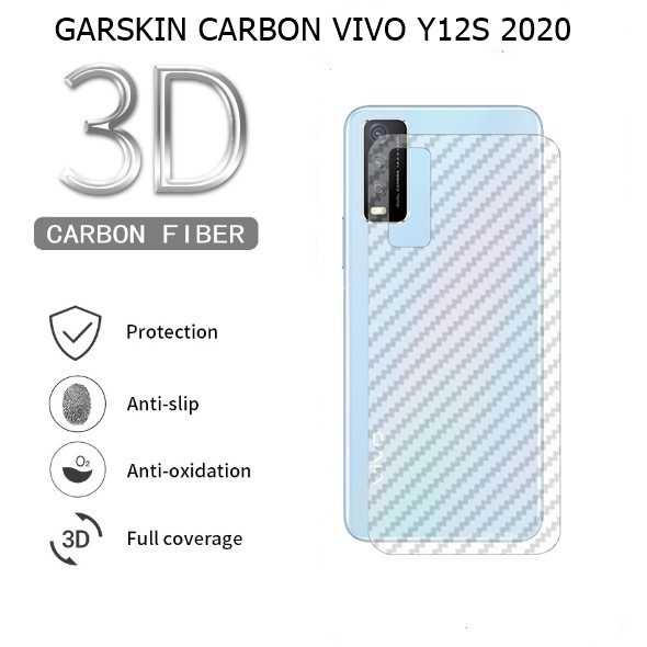 GARSKIN Sticker Carbon Vivo Y27 4G/S1/T1 Pro 5G/V5/V5S/V5 Lite/V9 Pro/Y12s 2020  Skin Carbon Transparan Fiber Protection Back Sticke