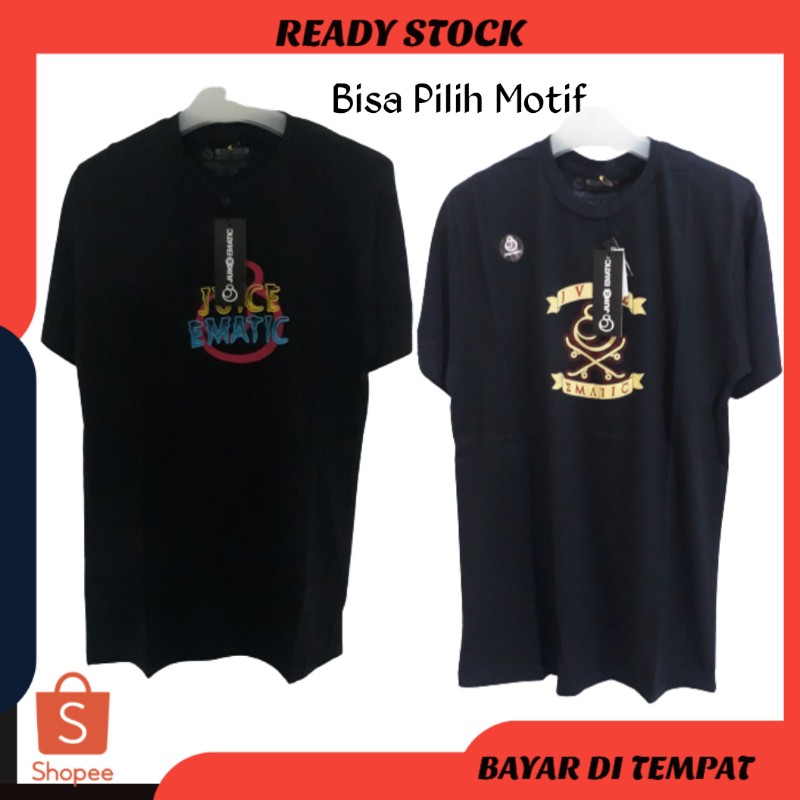 Kaos Distro Warna Hitam Motif Juice Ematic Kualitas BM ORI Bahan Katun Combad 30s