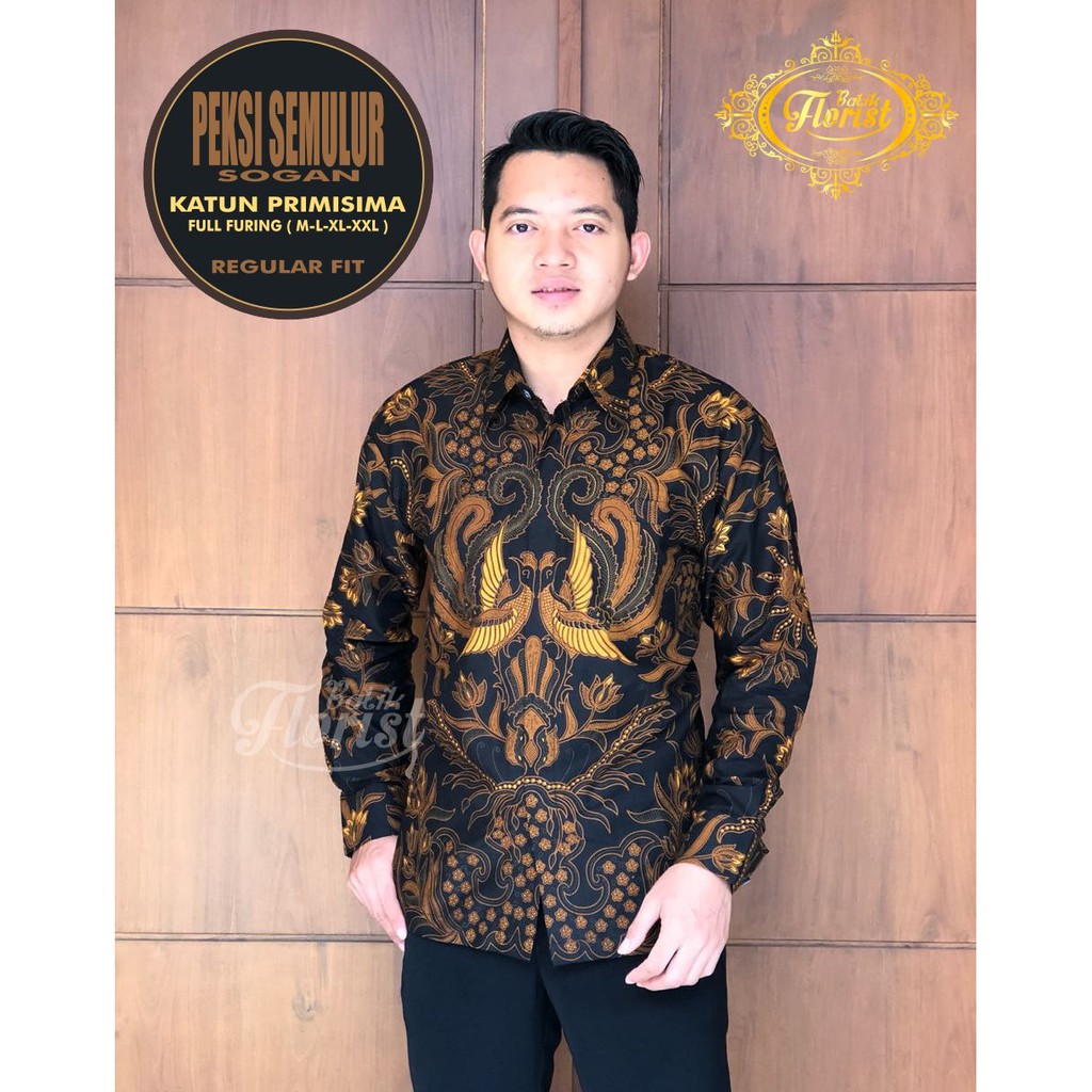 PEKSI SEMULUR HITAM GOLD  kemeja batik pria lengan panjang terbaru ORIGINAL BY FLORIST