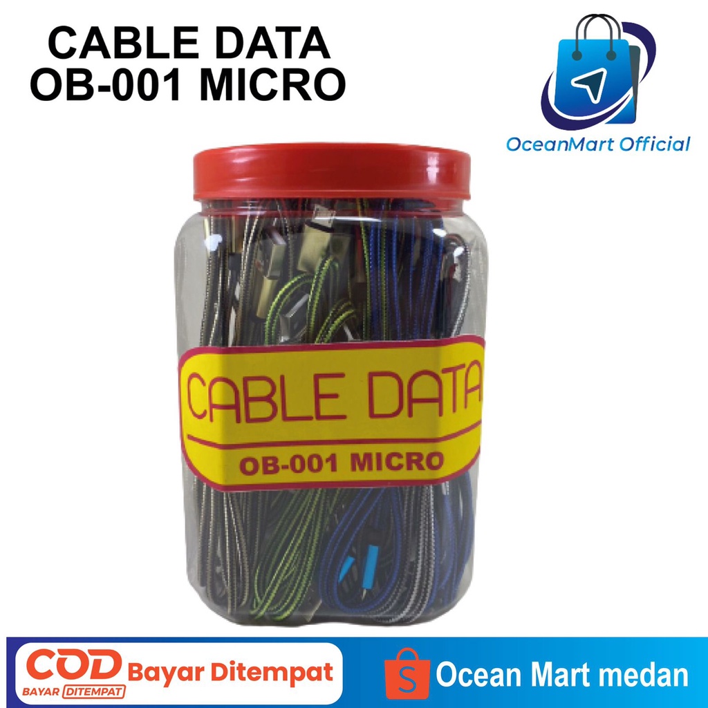 Kabel Data Charger Ocean Blue OB-001 Cable Micro Toples ANDROID iOS OCEANMART OCEAN MART Aksesoris Handphone HP Murah Grosir