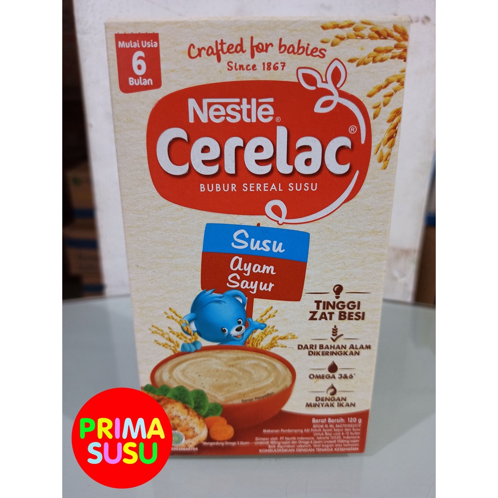 Cerelac Bubur Sereal Susu, Susu Ayam Sayur 6+ 120 GR