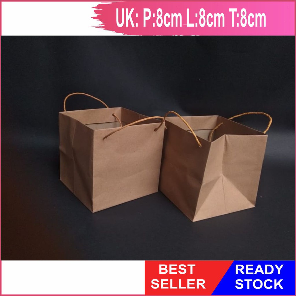 

10 pcs Paperbag coklat Tas Kertas Polos, Paperbag Murah, Paperbag Mini 8*8*8