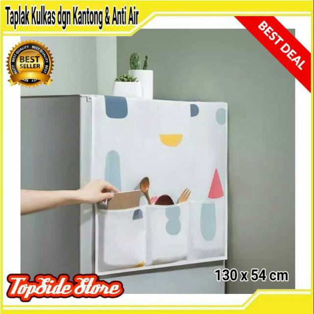 Taplak Cover Kulkas Bahan PEVA TEBAL Waterproof Multifungsi Tahan Air