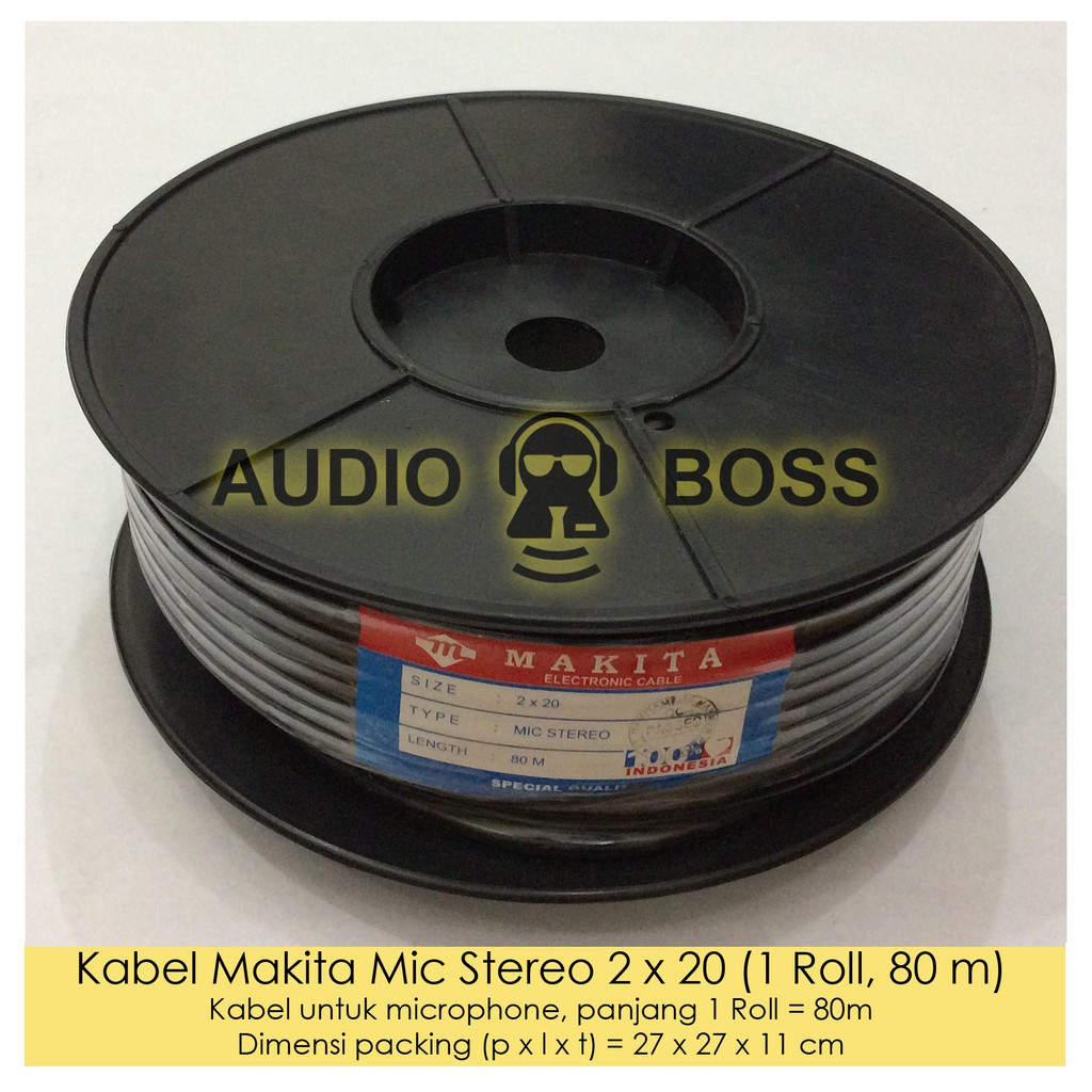 1 Roll Kabel Audio Mic Stereo Makita ORIGINAL hitam 2x20 Mic Makita 2 x 20 1 ROLL