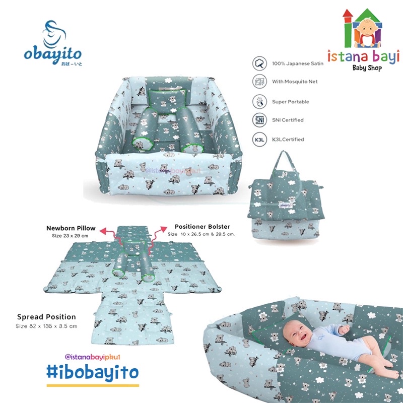 Obayito Baby Folding Bed ( Kasur Kolam ) Bahan Katun Satin Jepang / Double Layer Terbaik/ Obayito Kasur