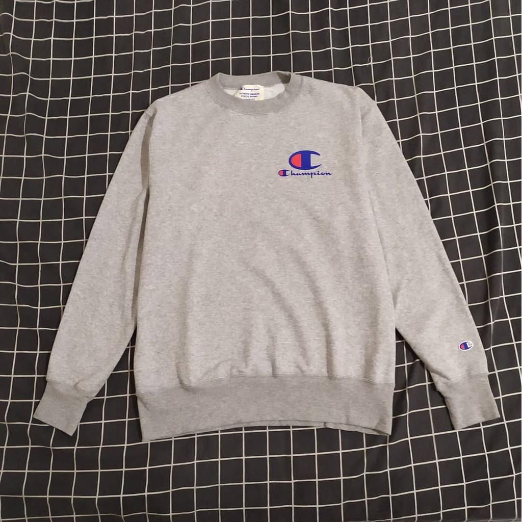 CREWNECK / CN CHAMPION MINI SCRIPT RIGHT JAPAN MARKET GREY ORIGINAL (COD)