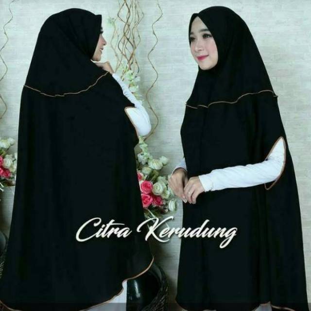 Khimar Jetblack cardigan/ tangan bolong lis dada