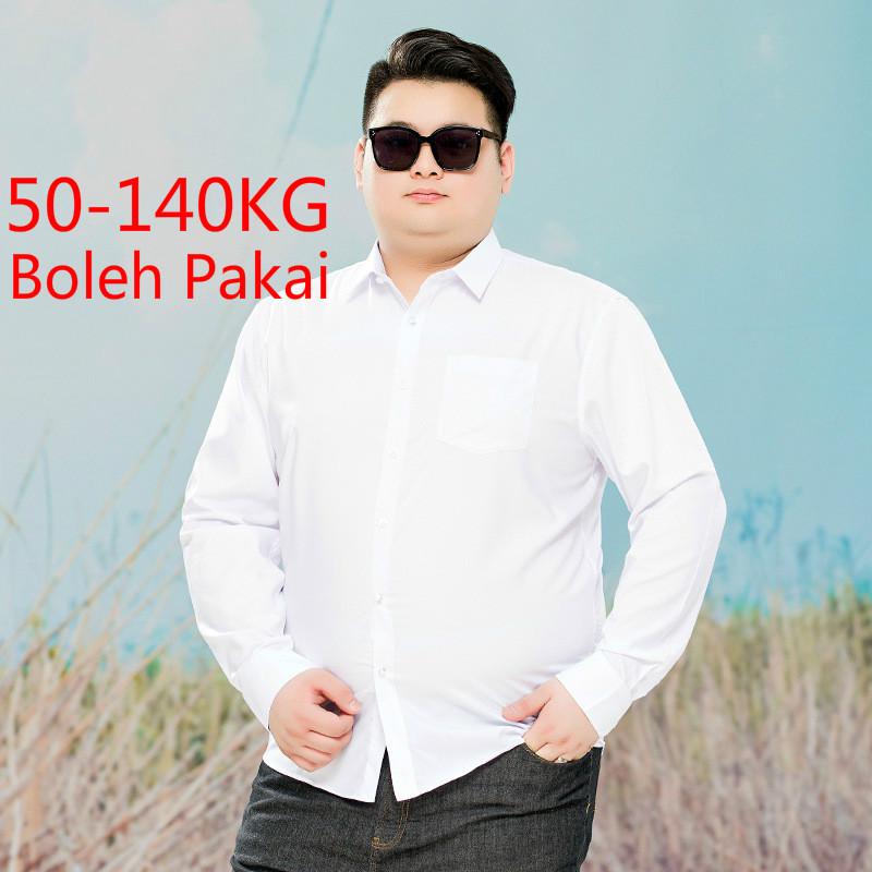 【Plus Size Shirt】Baju Kemeja Lengan Panjang Plus Size Lelaki Professional Memakai Kemeja Putih Longg