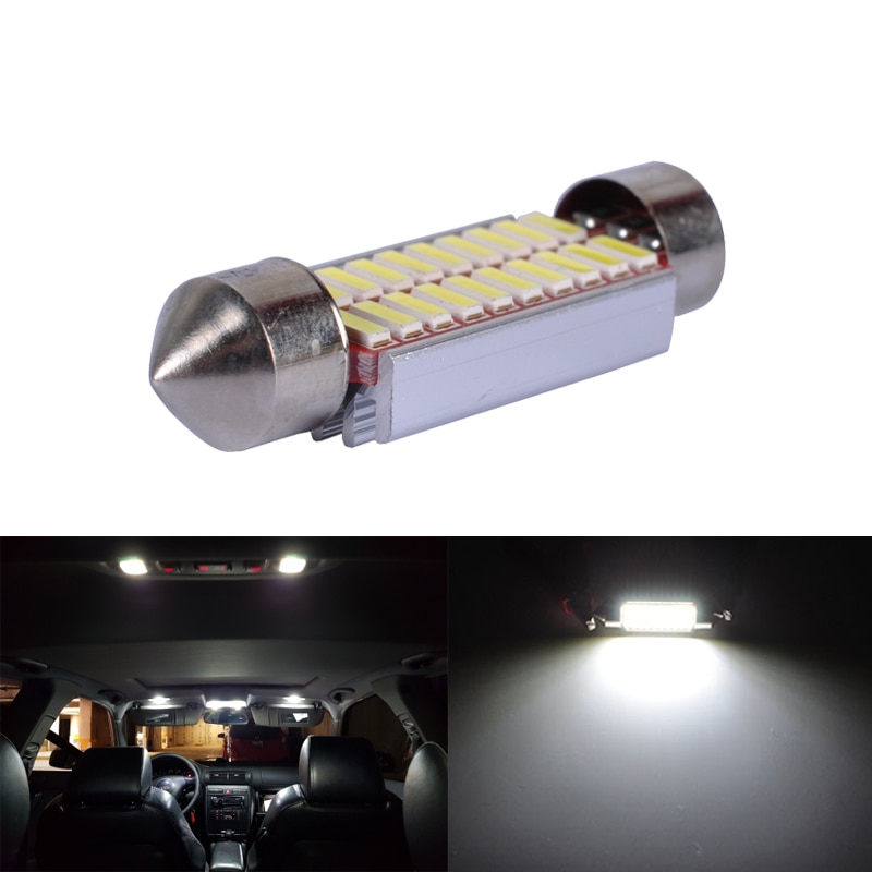 1pc Lampu Led Canbus Festoon C10W C5W 31mm 36mm 39mm 42mm 5000k Warna Putih Untuk Interior Mobil