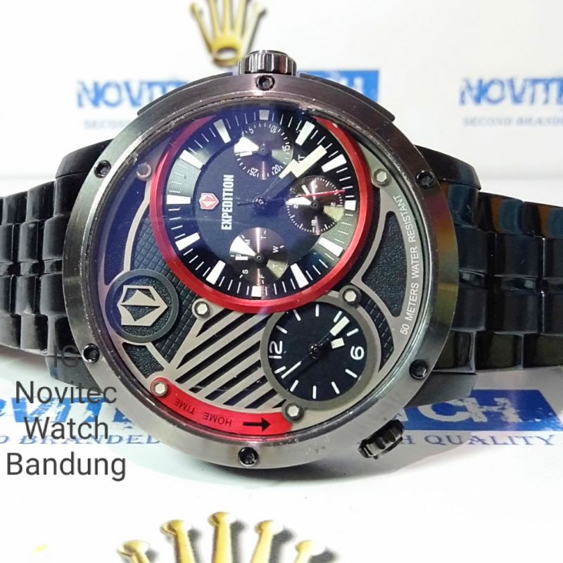 Jam Tangan Expedition second E6736 dualtime multifunction preloved rantai hitam bekas berkualitas
