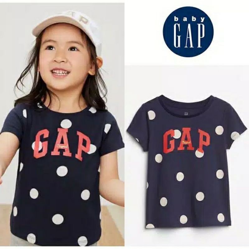Baby GAP Navy Polkadot Shirt (Kaos Anak Bayi Perempuan Biru Polkadot GAP Branded)