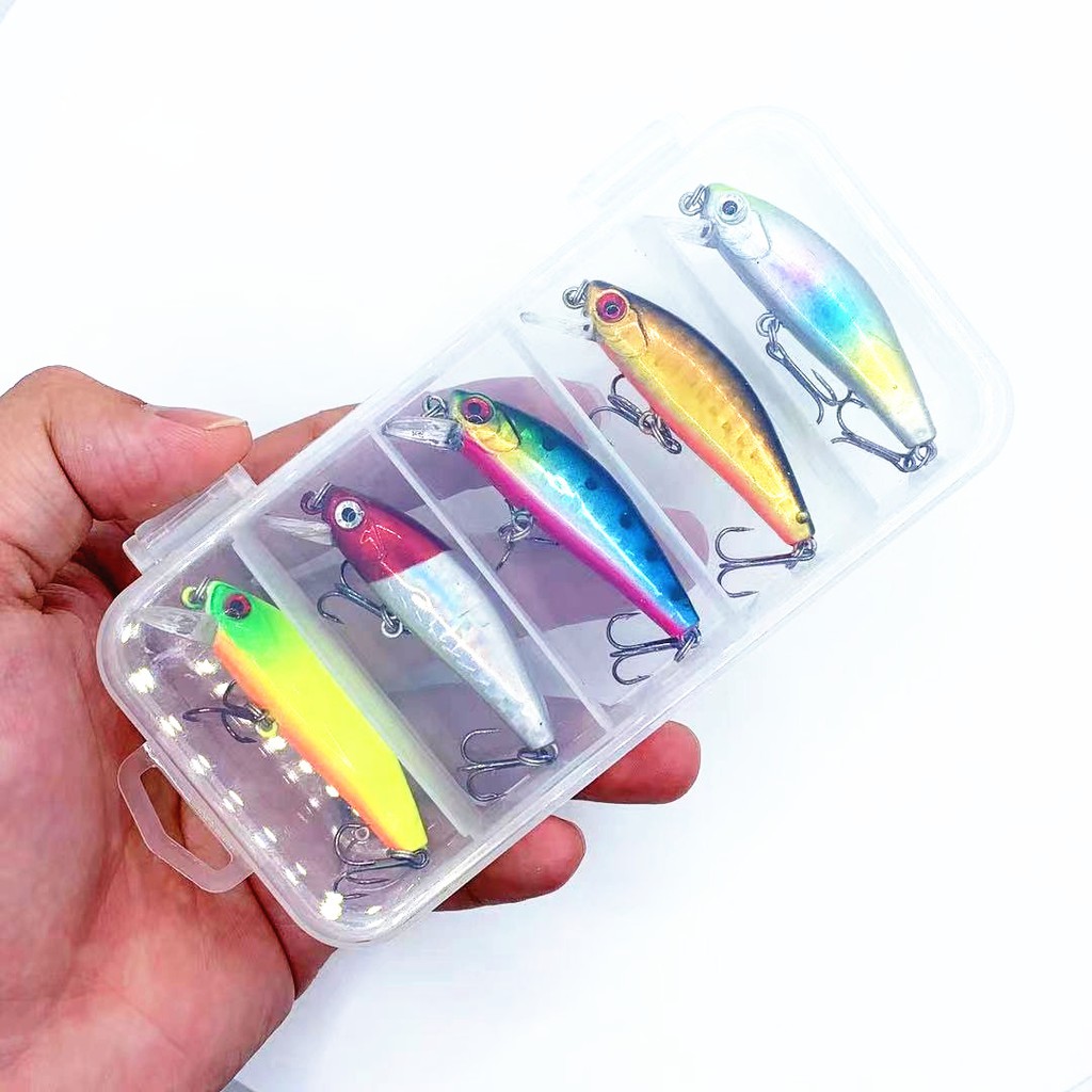 5Pcs/Boxed Minnow Kail Umpan Pancing Bentuk Ikan Kecil 5.5cm 6g Fishing Lure Sinking Bait Memancing Tackle