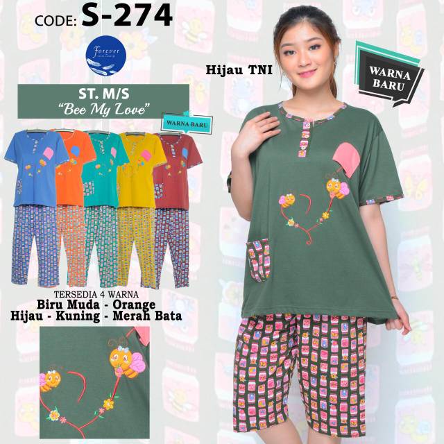 BABYDOLL 3/4 TERBARU MAMA SIZE "BEE MY LOVE" CELANA PENDEK