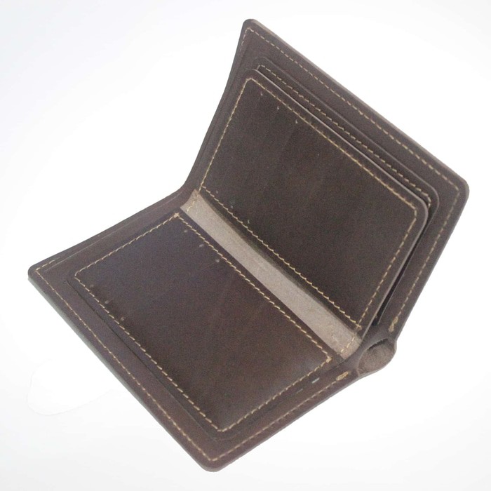 dompet medium 3/4 model sisipan tengah kulit sapi asli warna coklat