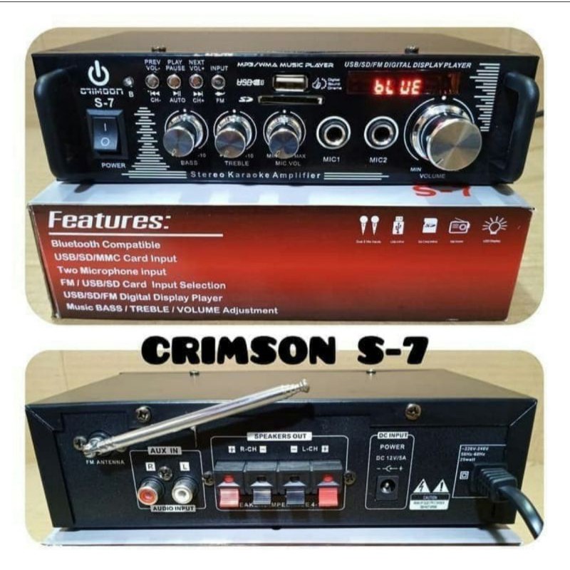 POWER MIXER AMPLIFIER CRIMSON S7 USB BLUETOOTH
