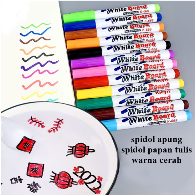 

[ORGM] FREE SENDOK KERAMIK | Mainan Edukasi DIY Spidol Apung Spidol Papan Tulis set 8 warna set 12 Warna