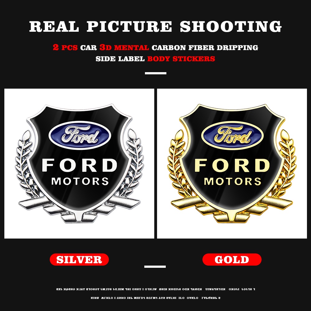 2pcs Stiker Emblem / Badge Metal 3D Untuk Ford Focus Fiesta Ranger Mondeo Fusion Ka