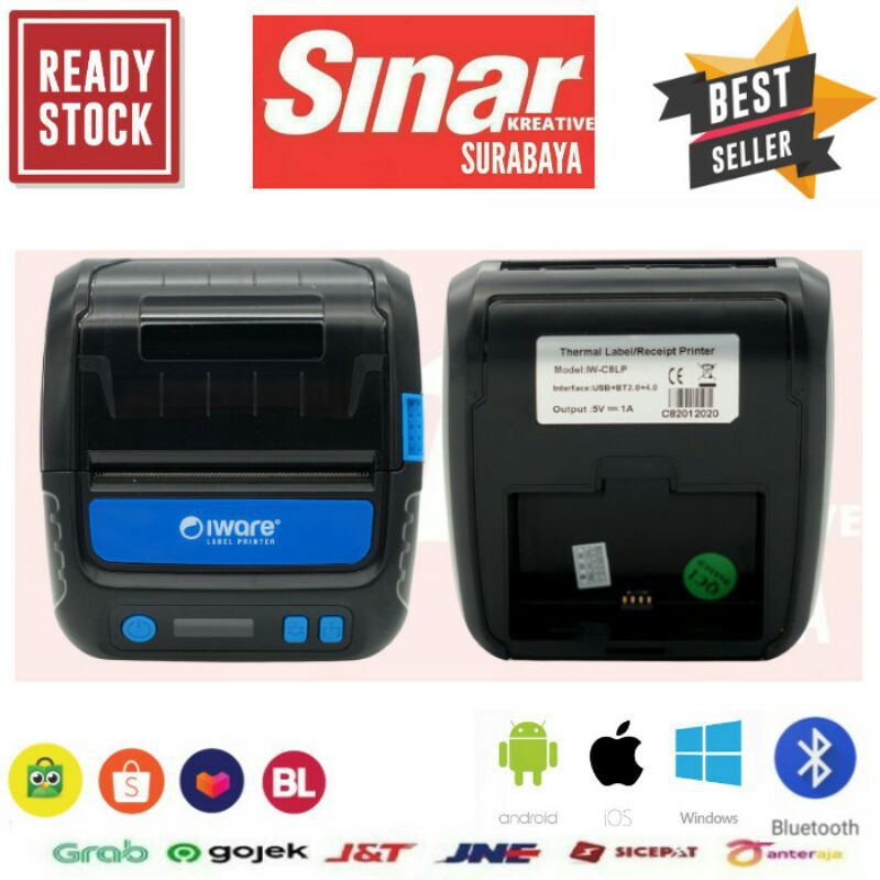 PRINTER LABEL BARCODE 80MM IW-80LP USB dan BLUETOOTH - CETAK RESI ALAMAT PENGIRIMAN